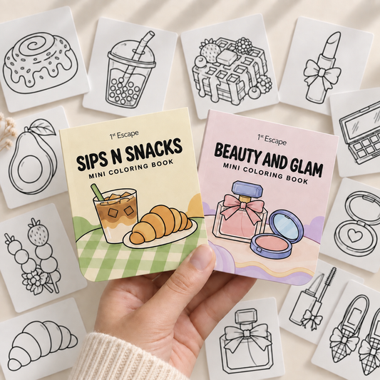 Sips n Snacks + Beauty n Glam | Mini Coloring Book Duo